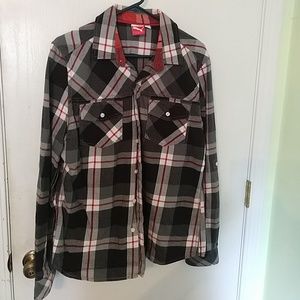 Plaid medium long sleeve top